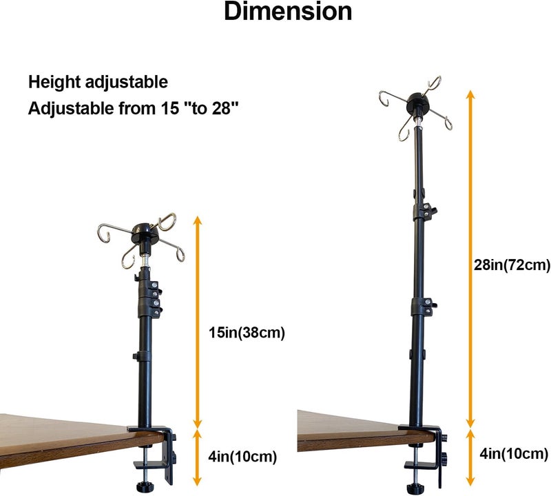 UISKOOPW Rotary Tool Hanger Flex Shaft Accessories Holder Stand Compatible with Foredom Dremel Grobet Tools,Height Adjustable Rotary Motor Mount with Table Clamp(28inchs) - Image 2